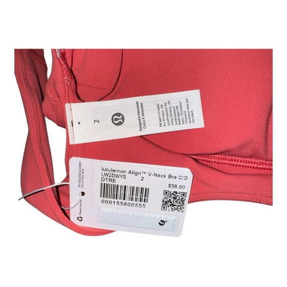 Lululemon Align V-Neck Bra *Light Support, C/D Cup Desert Red Sz 2 NWT - Picture 5 of 5